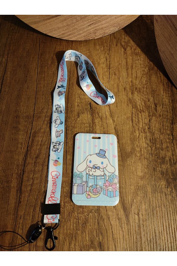Mia Giyim-Cinnamoroll Patterned Cute Name Badge and Phone Strap - with Lanyard and Neck Strap 1
