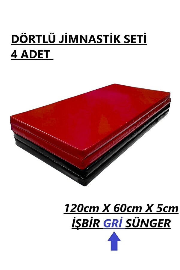 gürteks Siyah Kırmızı Dörtlü Set 60x120x5 cm Çocuk Jimnastik Minderi (PVC)