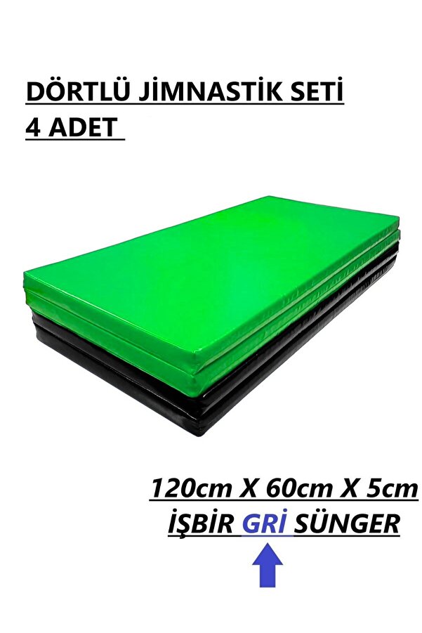 gürteks Siyah Yeşil Dörtlü Set 60x120x5 cm Çocuk Jimnastik Minderi (PVC)