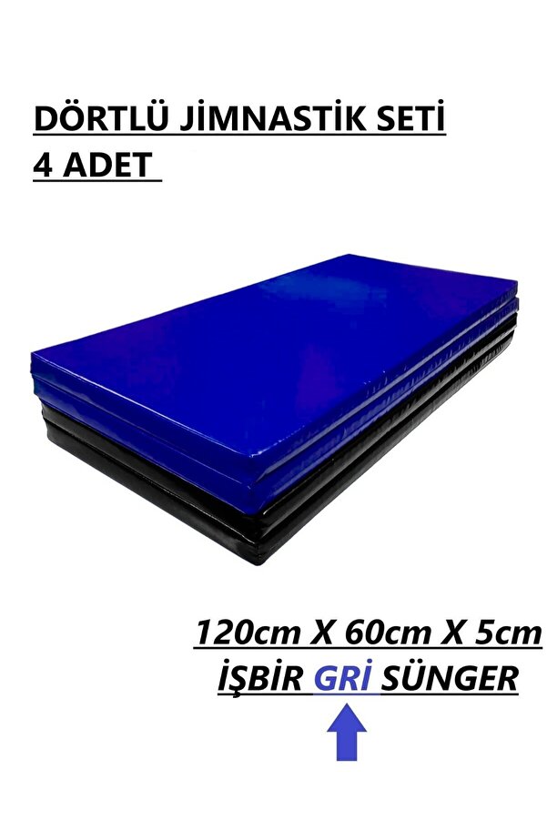 gürteks Siyah Mavi Dörtlü Set 60x120x5 cm Çocuk Jimnastik Minderi (PVC)