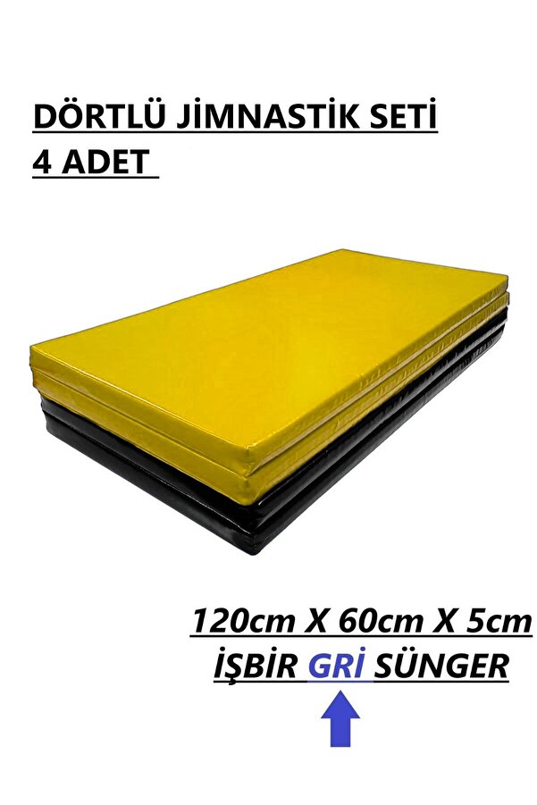 gürteks Siyah Sarı Dörtlü Set 60x120x5 cm Çocuk Jimnastik Minderi (PVC)