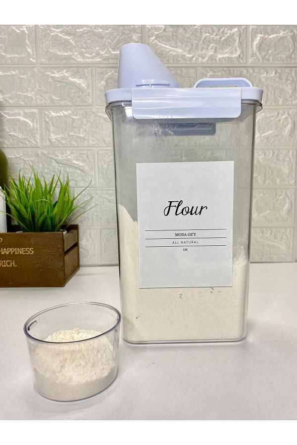 MODA OZY-Vacuum Acrylic Storage Container with Measure Lid 2300ml Food Container with Label 1