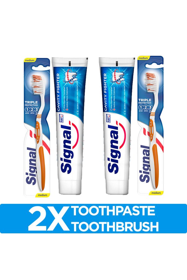 Signal Cavity Fighter Toothpaste 120Ml X2 + Triple Protection ...