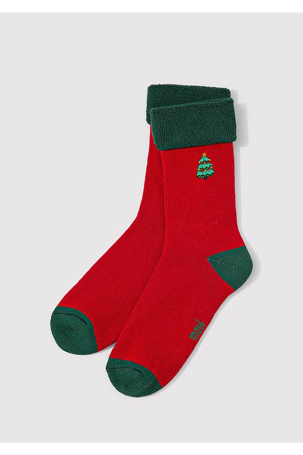 Mavi-Christmas Themed Red Socks 1912192 -29579 1