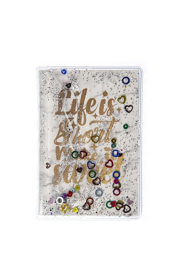 VUKİ-Glittery and Watery Covered Patterned Mini Notebook with Colorful Pages 1
