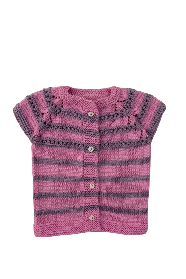 Pafuli El Örgüsü Bebek/Çocuk Yeleği Nar Çiçeği (0-1 Yaş)