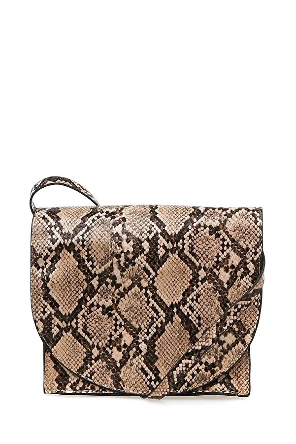 Vero Moda-Yılan Desenli Kadın Clutch / El Çantası - Ekru 1