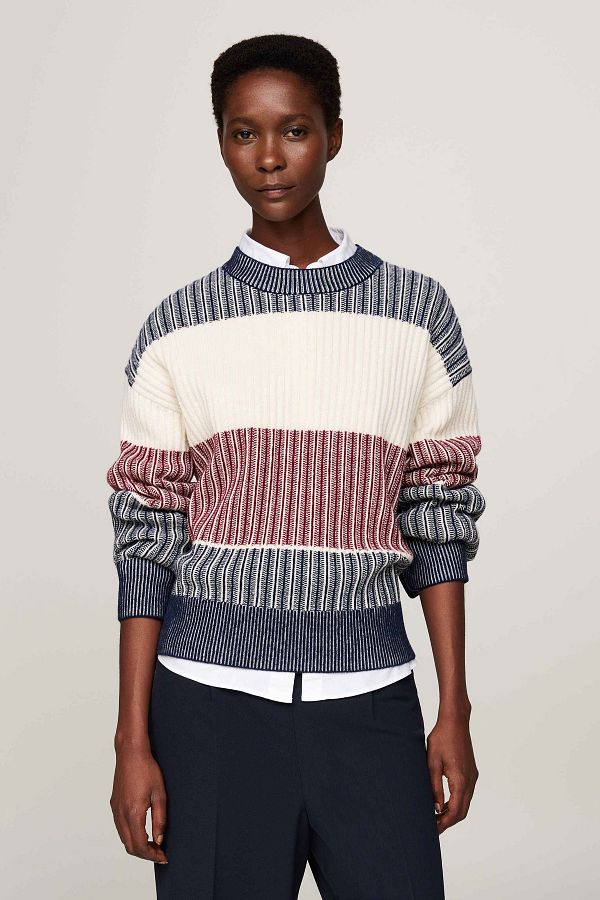 Tommy Hilfiger-TH Global STP - AOP LS C-NK SWT ruházat 1