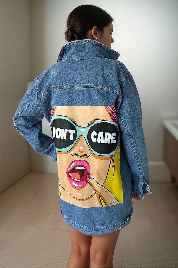 Printed denim jacket womens clearance
