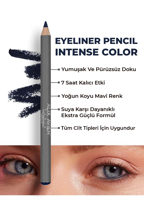 Alix Avien-Dark Blue Eye Liner - Waterproof, Intense Pigmented, Easy Release, Dark Blue Eyeliner Pencil 1