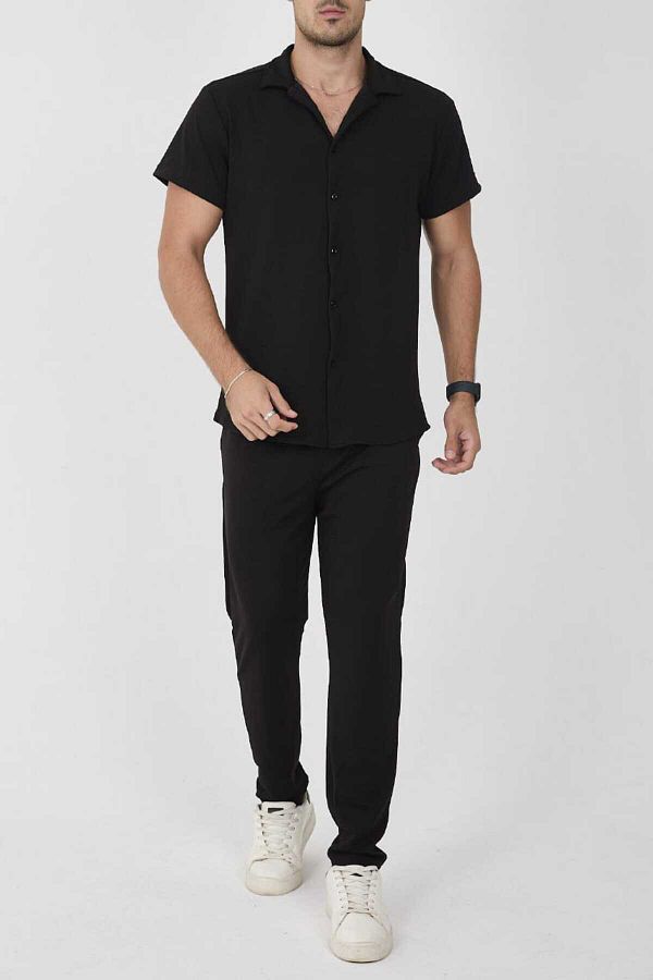 MCZ GİYİM-Ανδρικό σετ από ύφασμα κρεπ Slim Fit Bottom-Top 1