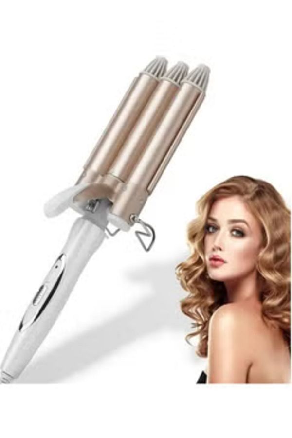 Arabest-3 Barrel Hair Curler Wand Portable Curling Iron Curling Tongs Gold 22MM 1