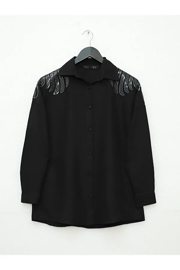 Modamorfo-Black Patterned Sequin Tunic 1