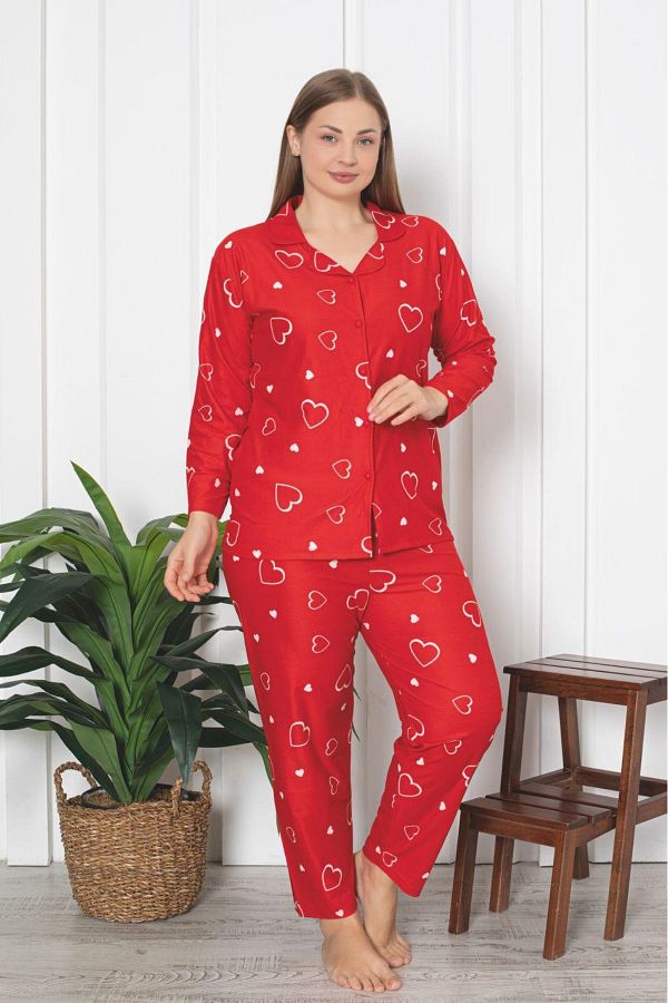 Farya Home-X-Dreamy Plus Size Cotton Suede Bamboo Buttoned Pajamas Set 1