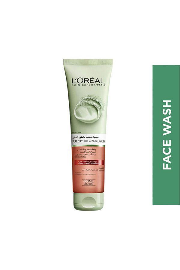 L'Oreal Paris-Pure Clay Red Face Cleanser with Red Algae, Exfoliates & Brightens, 150 ML 1