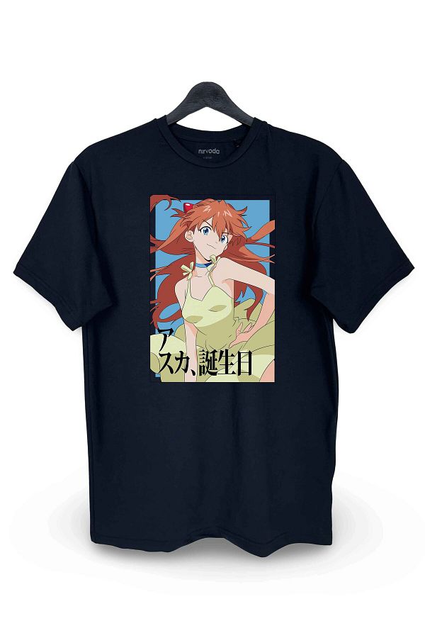 nirvoda-Evangelion Asuka Langley Printed Unisex T-Shirt - Crew Neck, Loose Fit Anime Manga 1