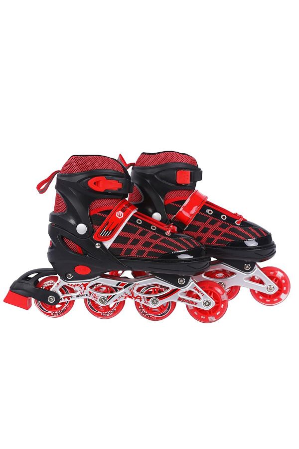 Endless-Inline Adjustable Skates | Large Size 39-43 Eur | Red | Flashing Front Wheel 1