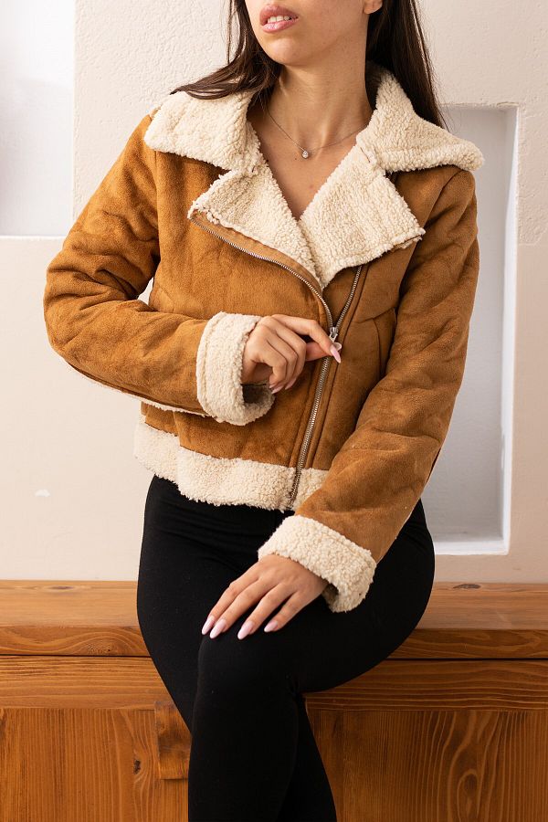 Suede biker jacket tan sales