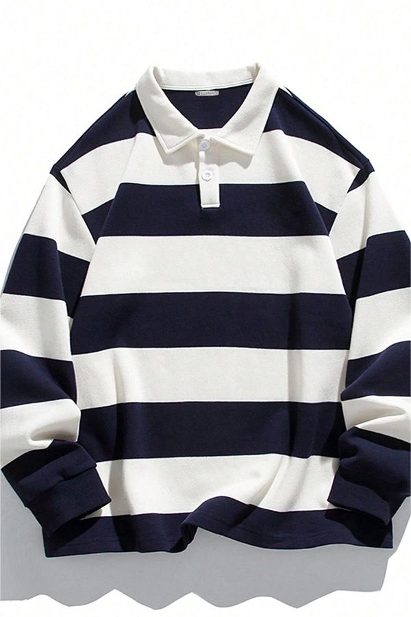 GHASSY CO.-Мъжки суитшърт с поло яка на райета от памучен полар Ghassy Co. London Striped Inside 1