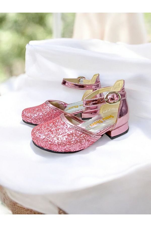 PATİK BEBE-Pantofi de seara roz pentru fetita cu tocuri mici 1