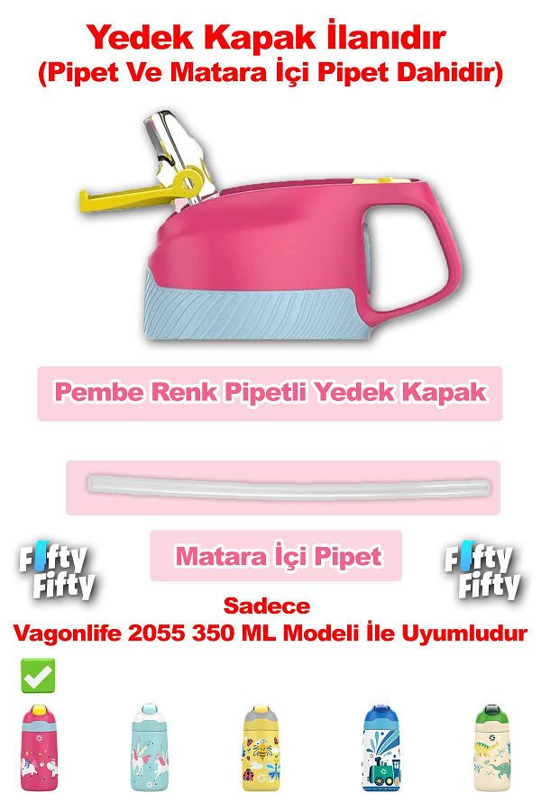 Vagonlife-Replacement Lid and Straw in Flask with Straw for Children's Thermos - 2055 350 ml 1