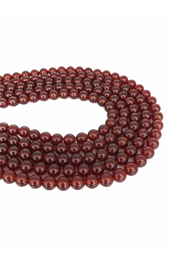 Uçar Doğaltaş-Yemen Agate 8mm Bright Red Stone - Sphere Cut Array [Aa] 1