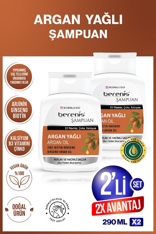 BioBellinda-Berenis Argan Oil Shampoo 2X290 ml (Set of 2) 1