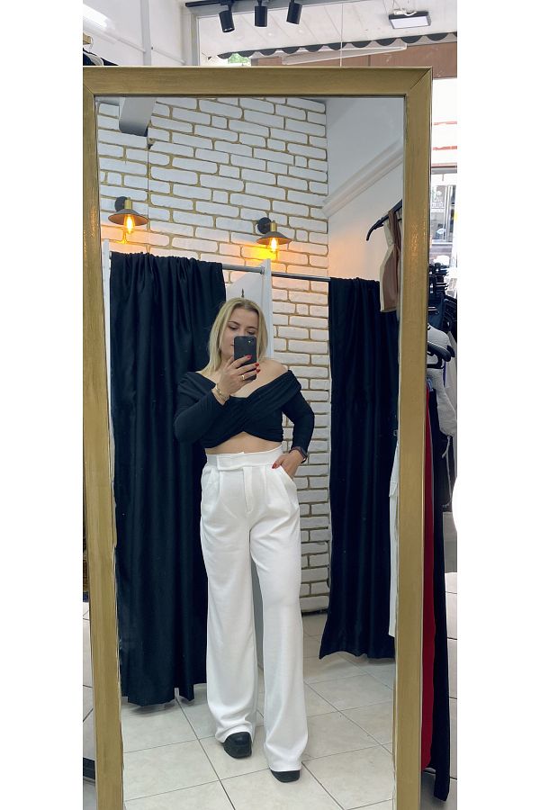 TUBA TOPTAŞ-Crepe Pant with Cirt 1