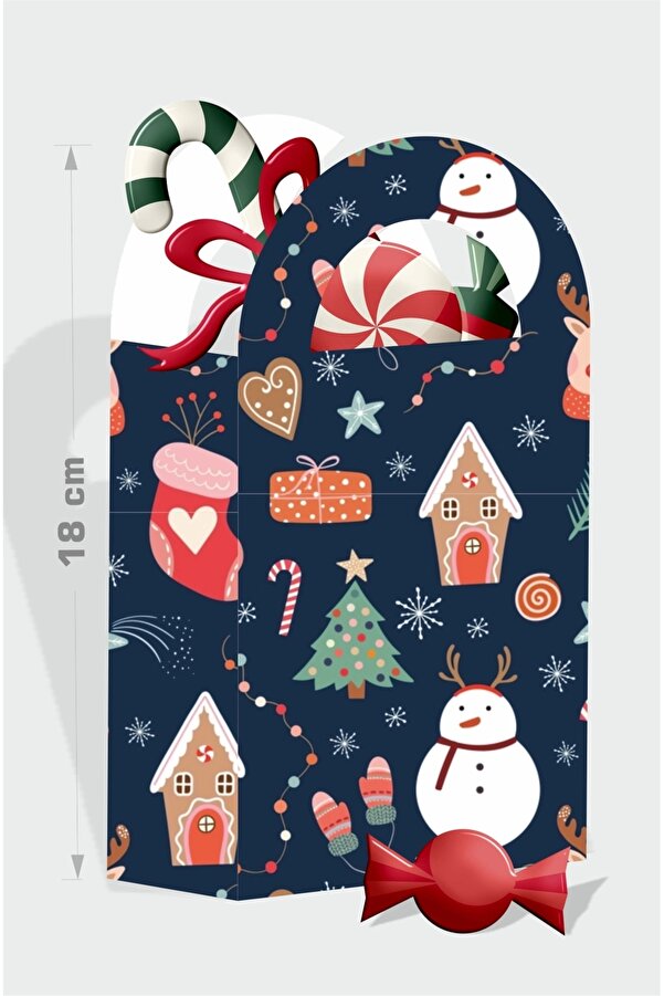 neşeli günlerim Yılbaşı Temalı Kardanadam Temalı Çanta 18x10 cm *8'li Paket