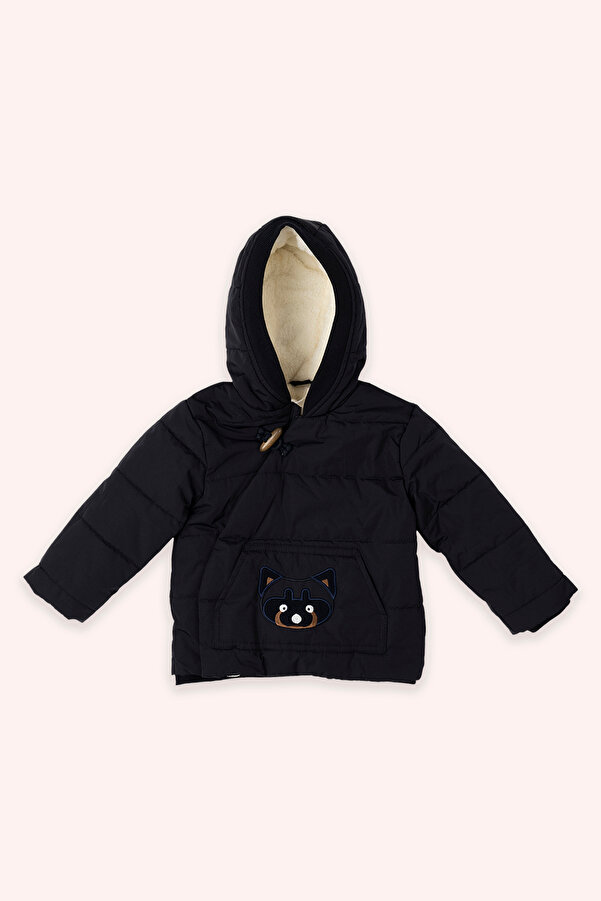 Panço Erkek Bebek Tilki Aplikeli Lacivert Şişme Mont
