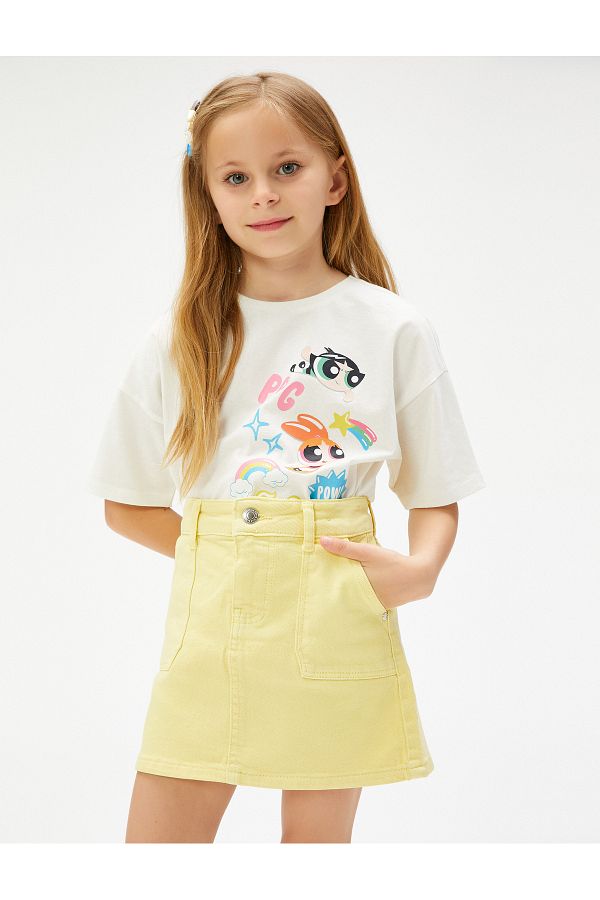 Yellow denim skirt elastic waist discount