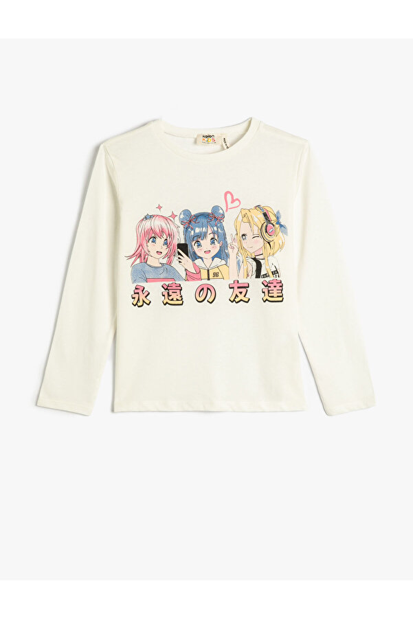 Koton Anime Printed Long Sleeve Cotton T-Shirt Crew Neck- Trendyol