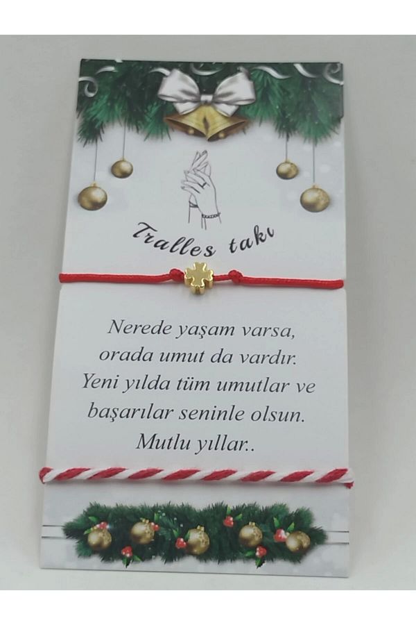Tralles Takı-New Year's Gift Red String Mini Clover Bracelet And Red White Lucky String 1