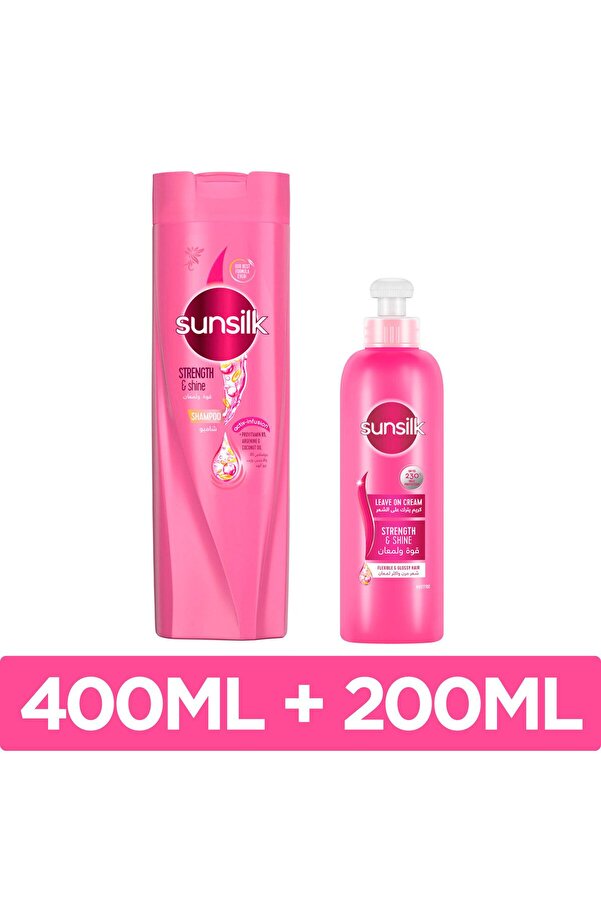 Sunsilk-Shampoo, Strength & Shine, 400ml + Leave On Cream 200ml 1