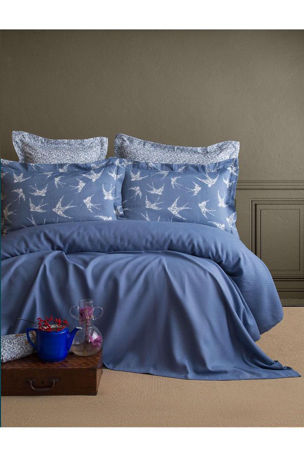 Apricitas HOME-Double Person Bamboo Pique Set Freely Indigo - Pique Set with Duvet Cover 1