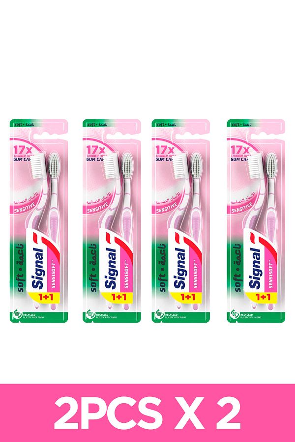 Signal-Sensisoft Toothbrush, Soft Bristles For Sensitive Gums, 4-layer Plaque Removal, 1 1 Free X4 1