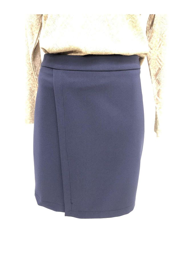 Jument Navy Blue High Waist Wrap Double Breasted Mini Pencil Skirt Lightweight Lycra Fabric Trendyol