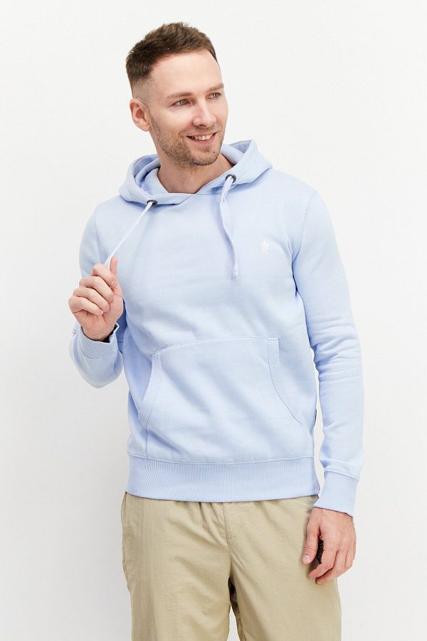 French Connection-Men Brand Logo Front Pocket Fleece Sweatshirts, Baby Blue 1