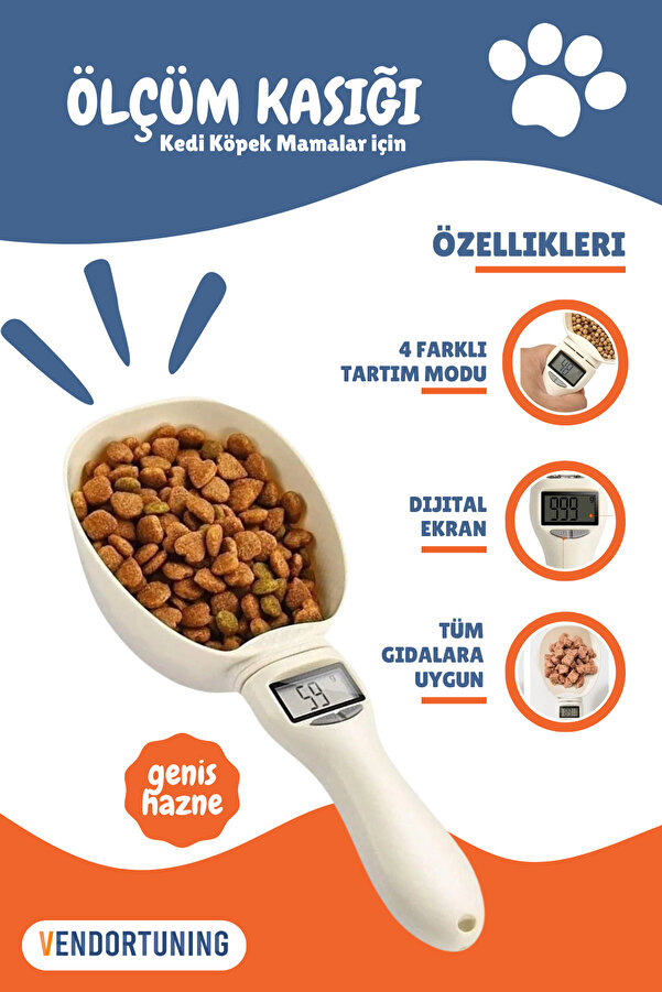 Vendortuning Kedi Köpek Mama Ölçüm Kaşığı Tartısı, Kedi Besleme Ölçüm Kaşığı Hayvan Mama Ölçü Terazisi