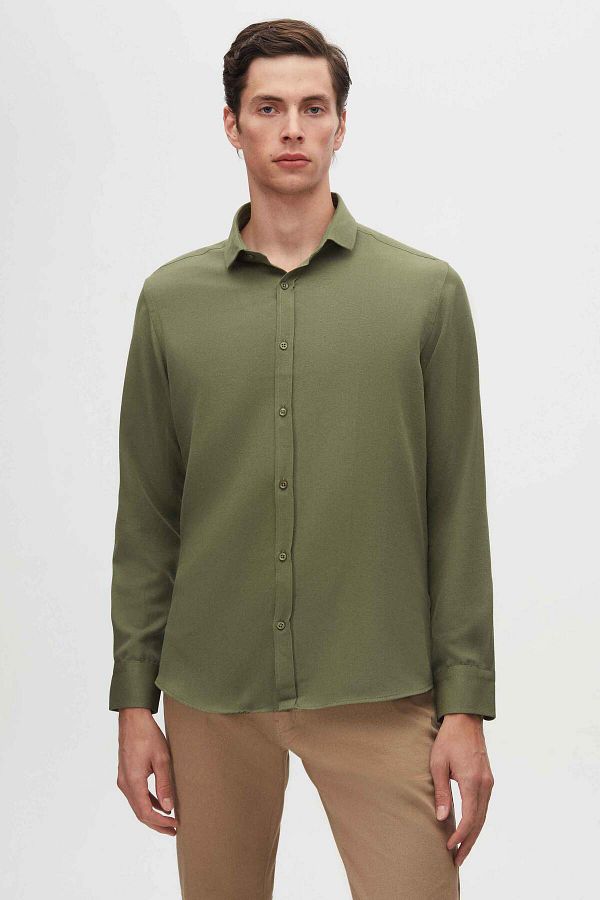 Twn-Herrenhemd Slim Fit Khaki Farbe 1