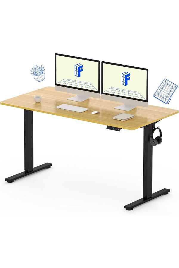 Mahmayi-Flexispot Modern 140 x 70 cm Maple Standing Desk with Adjustable Legs, Anti-Rust Steel Frames 1