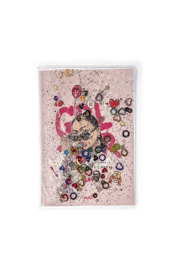 VUKİ-Glittery and Watery Covered Patterned Mini Notebook with Colorful Pages 1