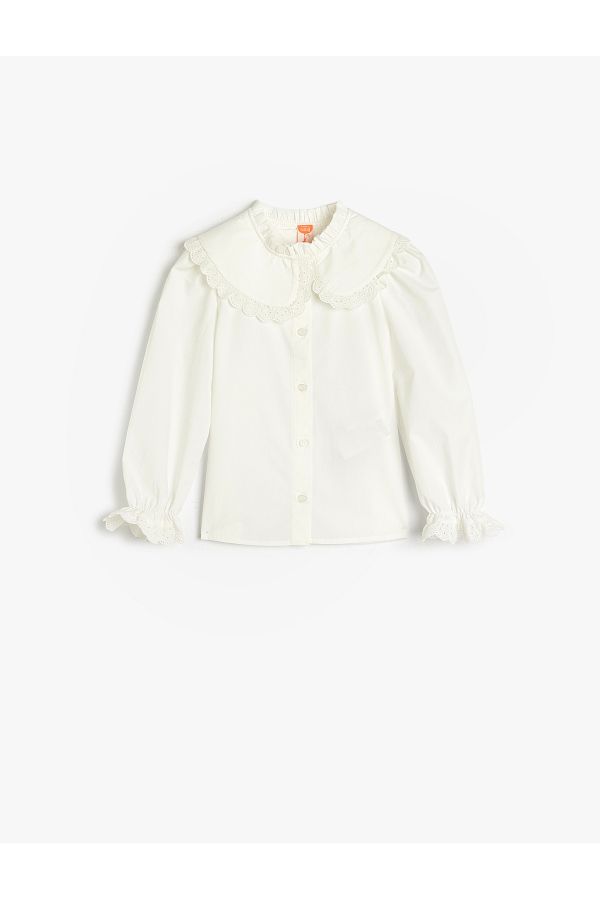 Koton-Long Sleeve Cotton Shirt - Wide Baby Collar 1