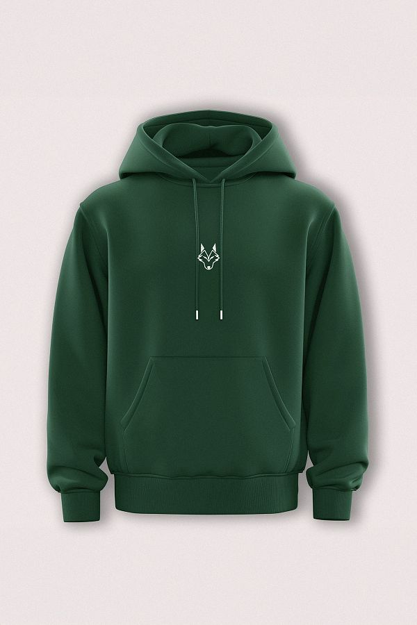 Trendyol Collection-Khaki vyšívaná fleecová mikina Wolf s kapucí – Regular Fit TMNAW24SW00018 1