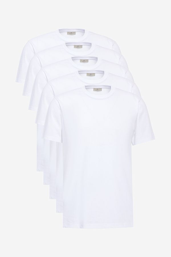 George Henry-Pachet unisex de 5 tricouri albe, 100% bumbac, slim fit 1