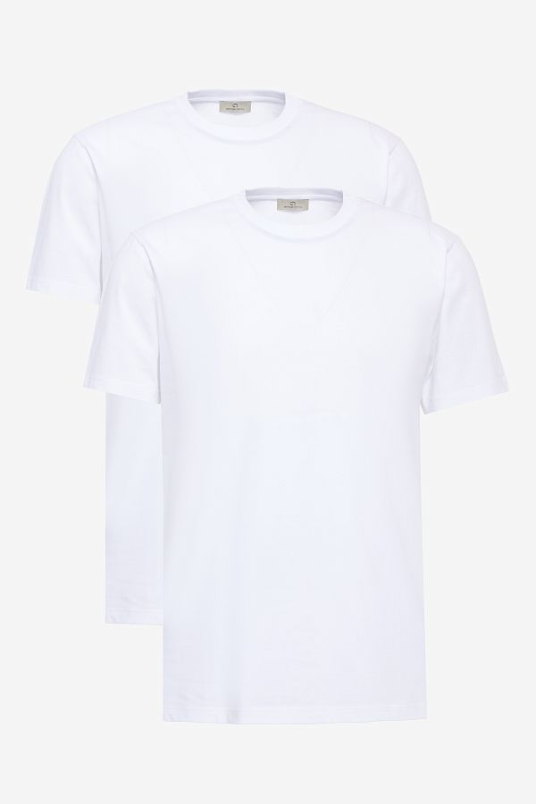 George Henry-Pachet de 2 tricouri albe, unisex, 100% bumbac, slim fit 1