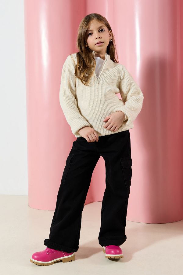 TRENDYOLKIDS-Stone Girl Child Anya-Lánya Mini Me cipzáras pulóver TKDAW25KZ00008 1