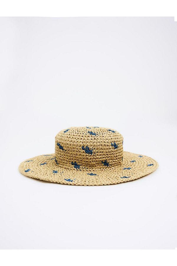 Jimmy Key-Dark Beige Patterned Straw Hat 1