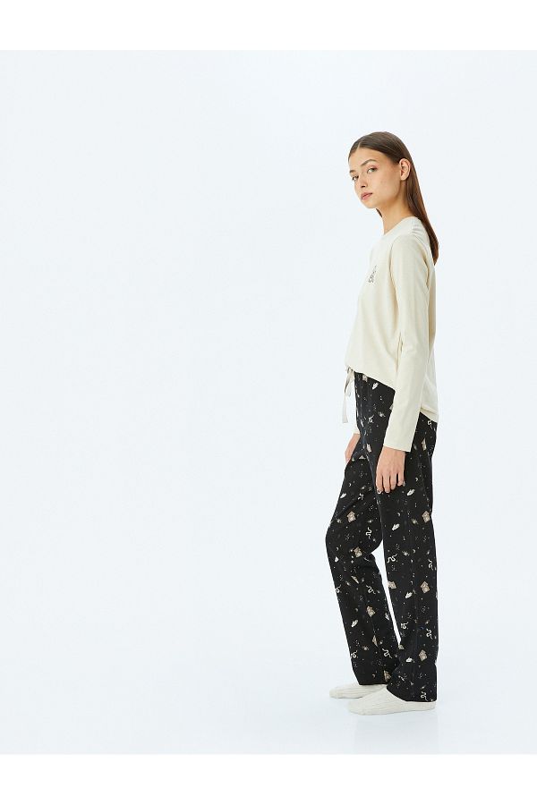 Koton-Cotton Printed Long Sleeve Pajamas Set 1