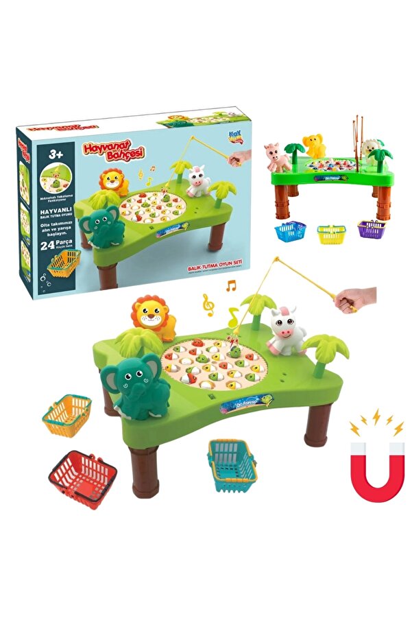 Doğan Oyuncak Dünyası Hayvanat Bahçesi Mıknatıslı Balık Oyunu - Pilli Müzikli Balık Tutma Oyunu - Şarkılı Manyetik Eğitici